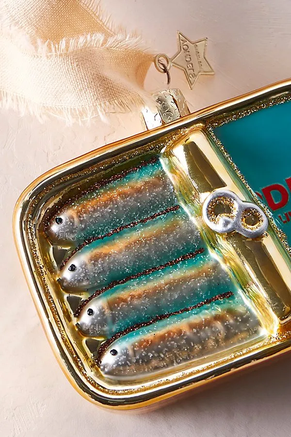Sardine Tin Christmas Tree Ornament - Blue alternate view