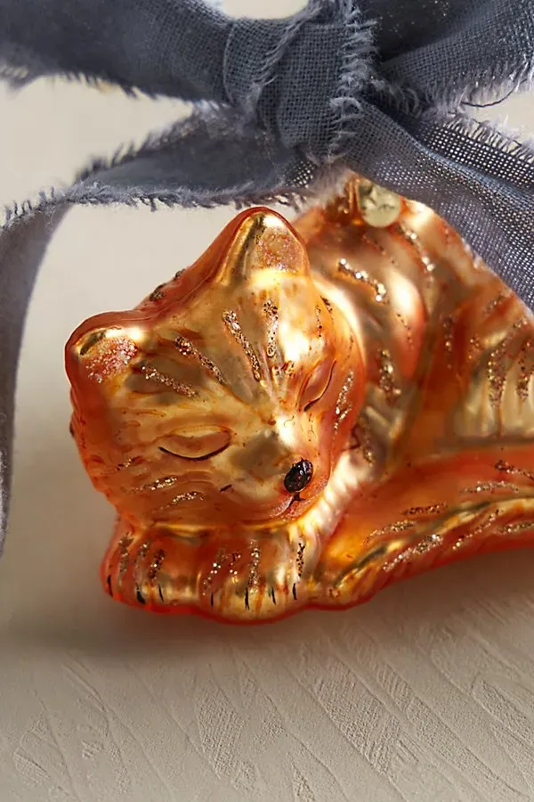 Sleeping Fox Ornament with Sparkle Detailing alternate view