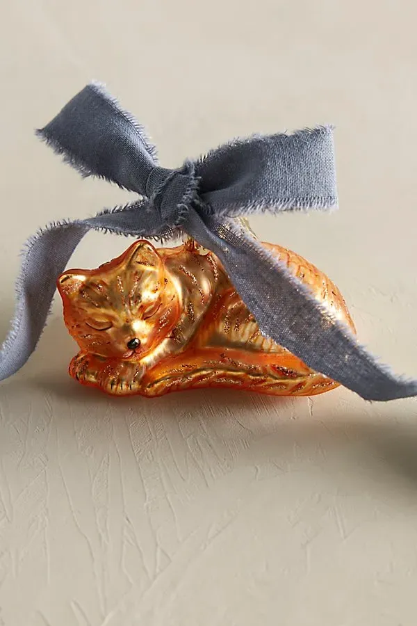 Sleeping Fox Ornament with Sparkle Detailing product