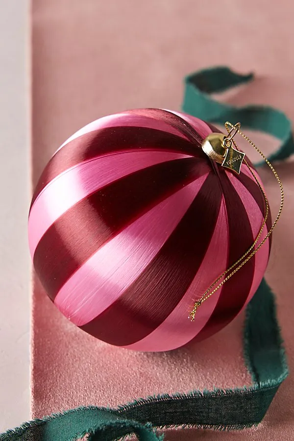 Striped Bauble Ornament - Candy Pink & Burgundy product