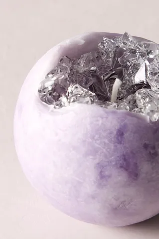 Geode Crystal Sphere Candle - Purple, Paraffin Wax alternate view