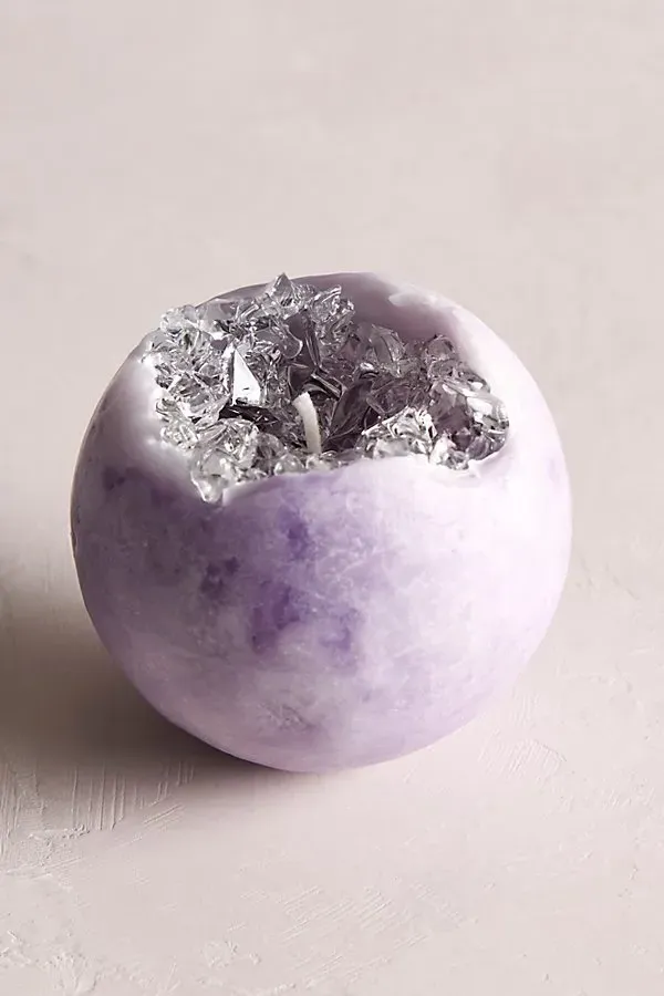 Geode Crystal Sphere Candle - Purple, Paraffin Wax product