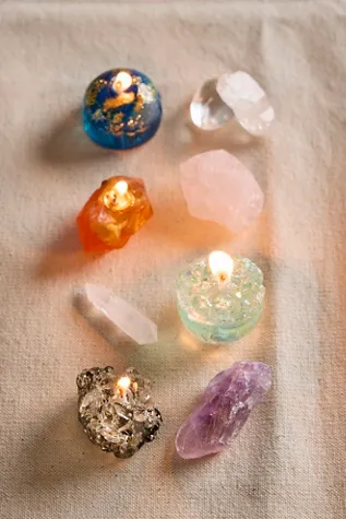 Mini Crystal Candle Set - Positive Energy, Gel Wax alternate view