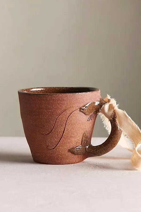 Shrimp Handle Mug - Burnt Sienna, Speckled Ceramic product