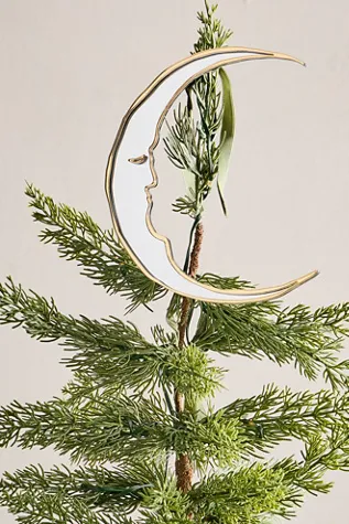 Crescent Moon Tree Topper - Mirror, Gold Trim alternate view