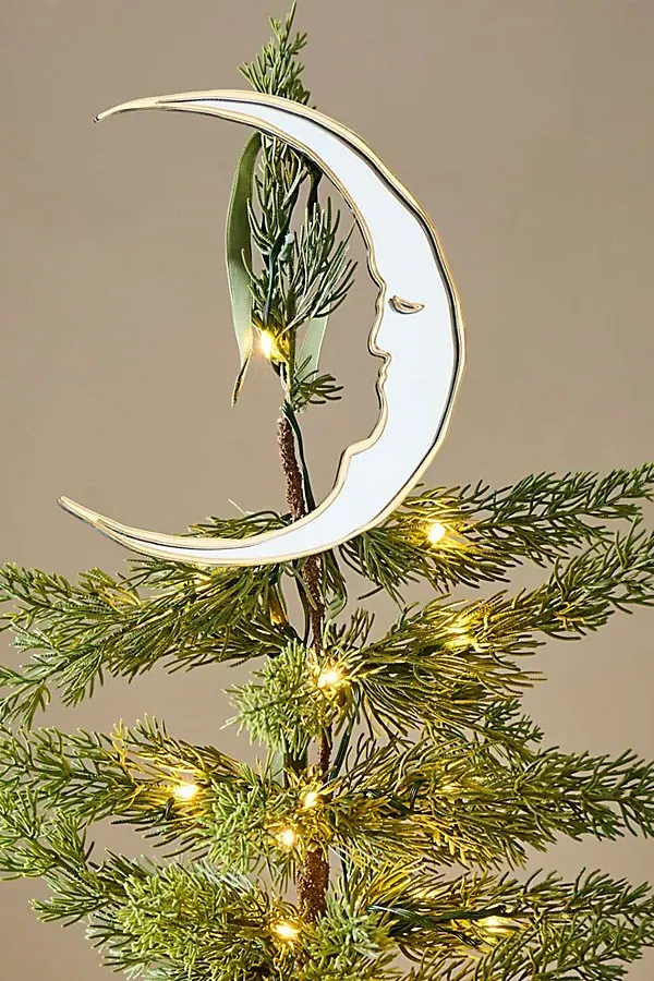 Crescent Moon Tree Topper - Mirror, Gold Trim product