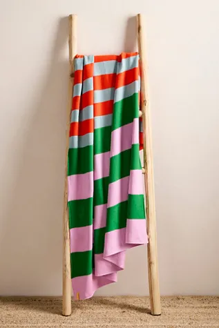 Super Stripe Reversible Throw Blanket - Kelly Lilac, Cotton alternate view