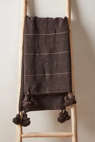 Moroccan Tasseled Blanket - Camel, Cotton alternate view