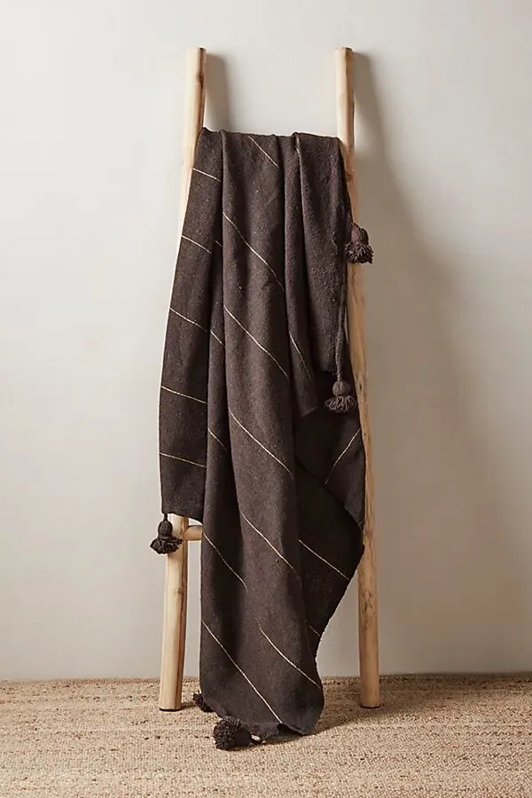 Moroccan Tasseled Blanket - Camel, Cotton product