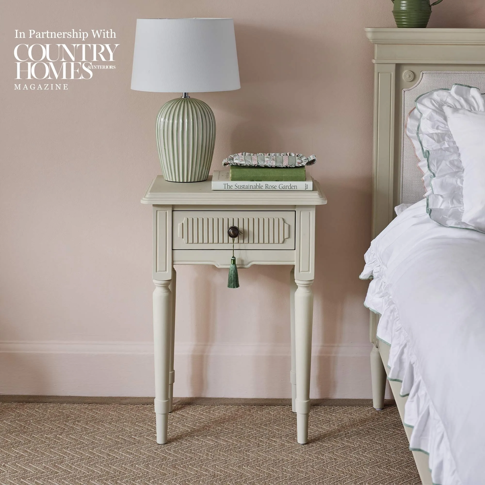 Avenue d'Amour Petite Bedside Table - Oatmeal by French Bedroom