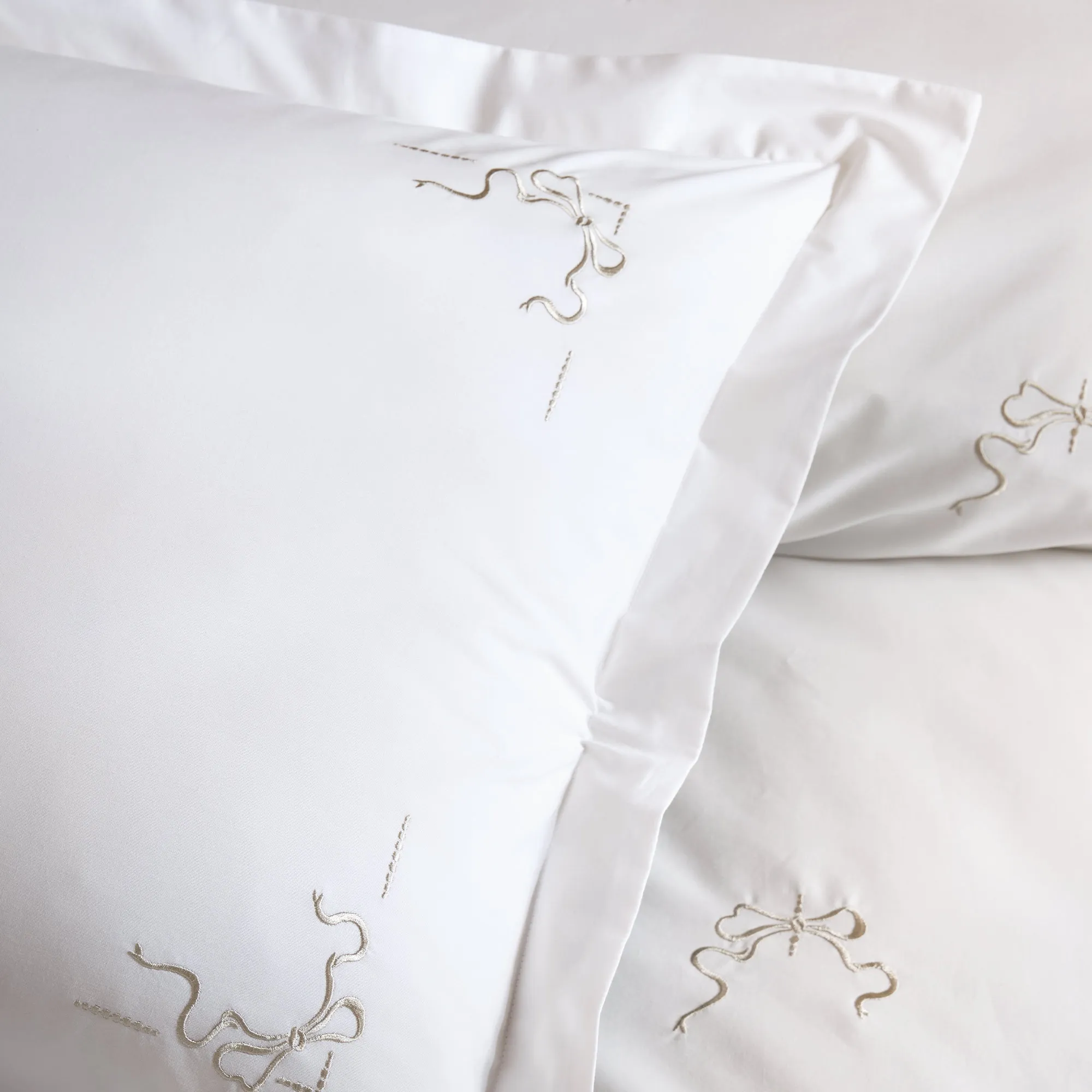Bow Embroidery Oxford Pillowcase Pair - Cotton Percale product
