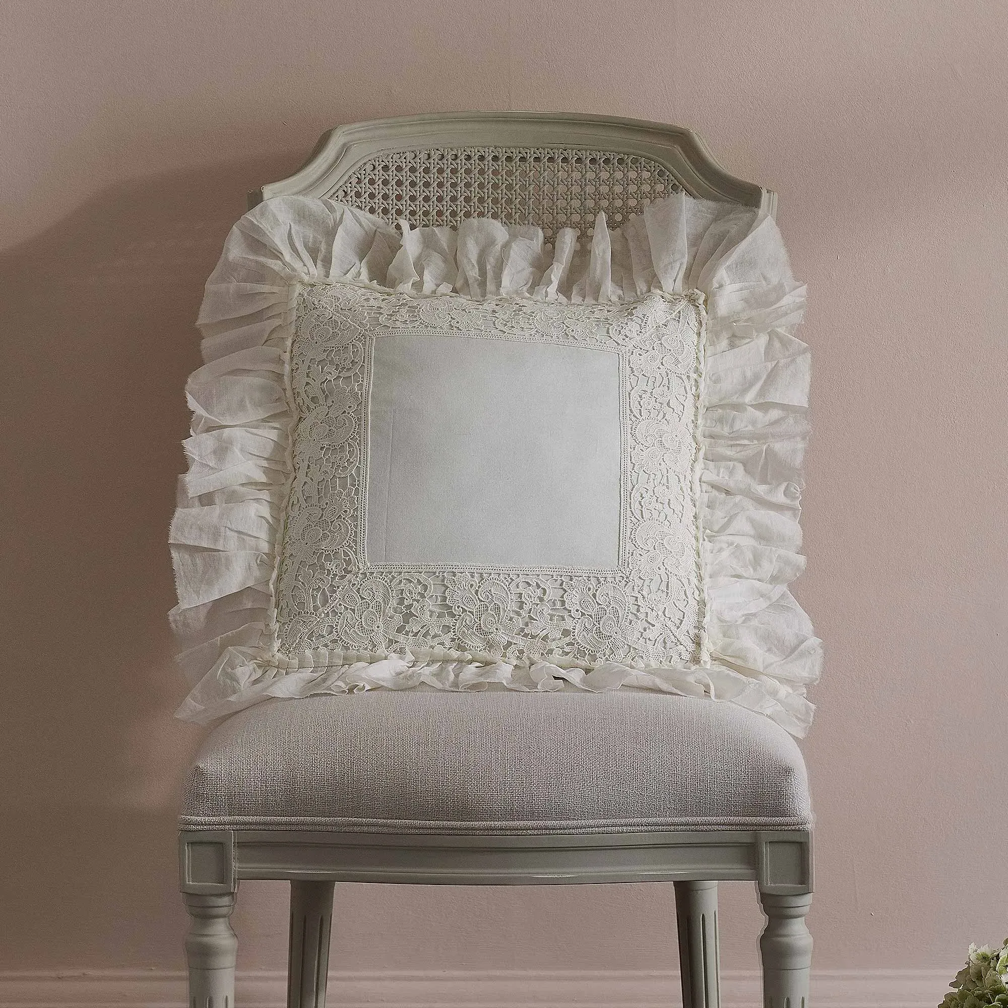 Hideaway Lace Cushion Cover - Antique White, Cotton product