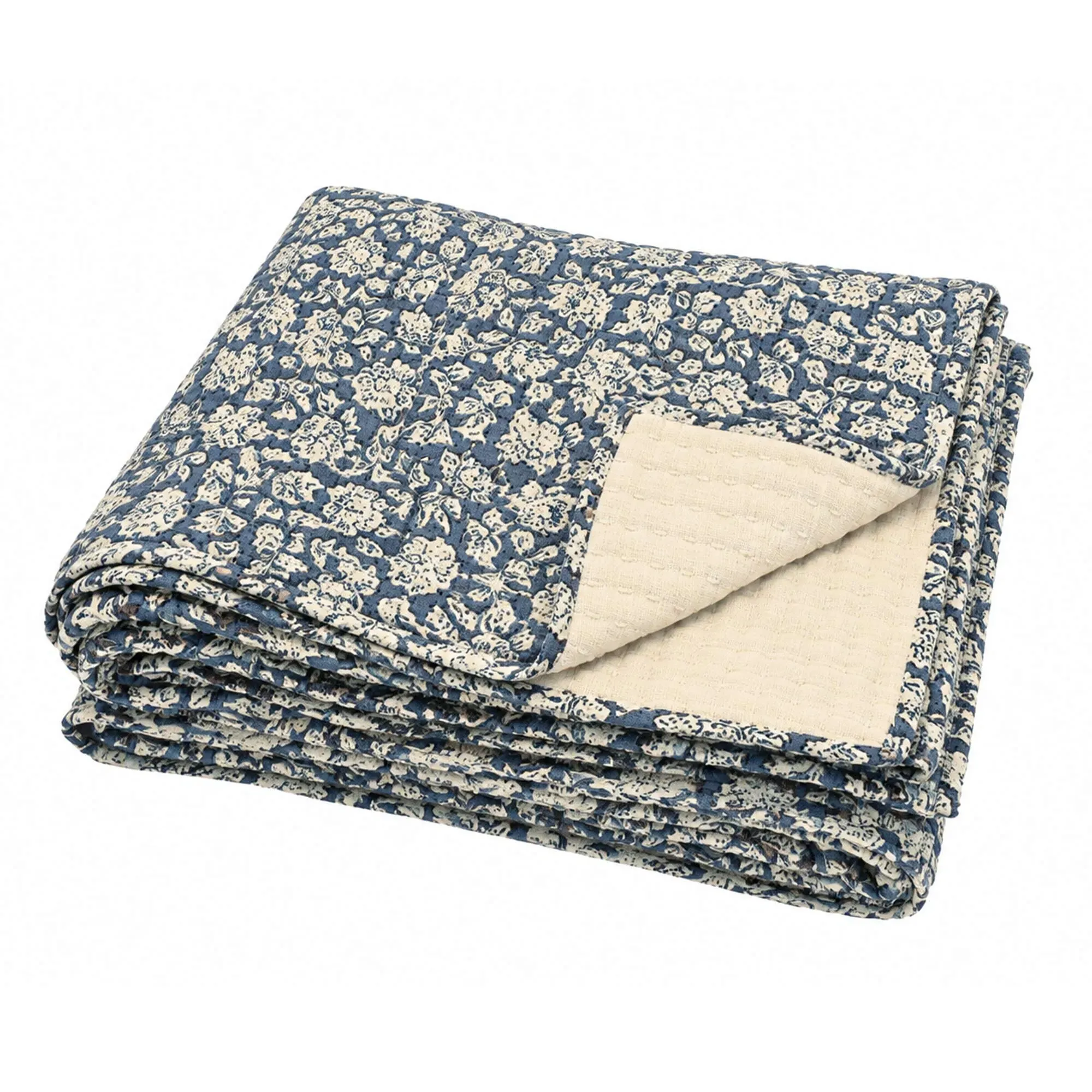 Jaipur Handblocked Bedspread - French Blue, Cotton product
