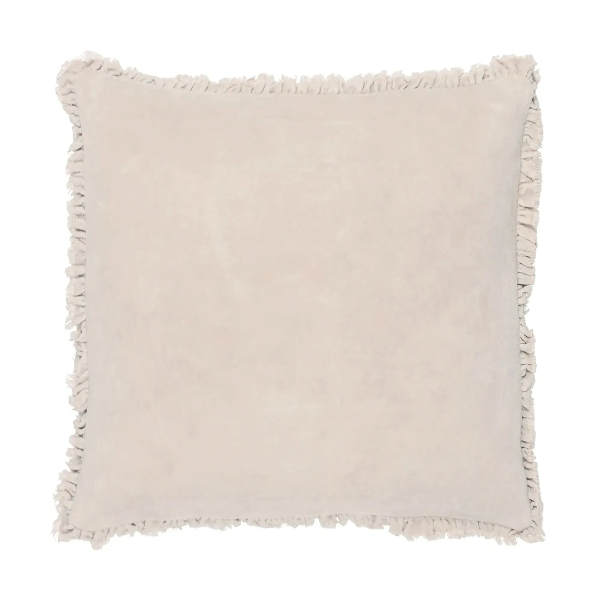 Lara Ruffled Square Cushion - Natural, Cotton Velvet product
