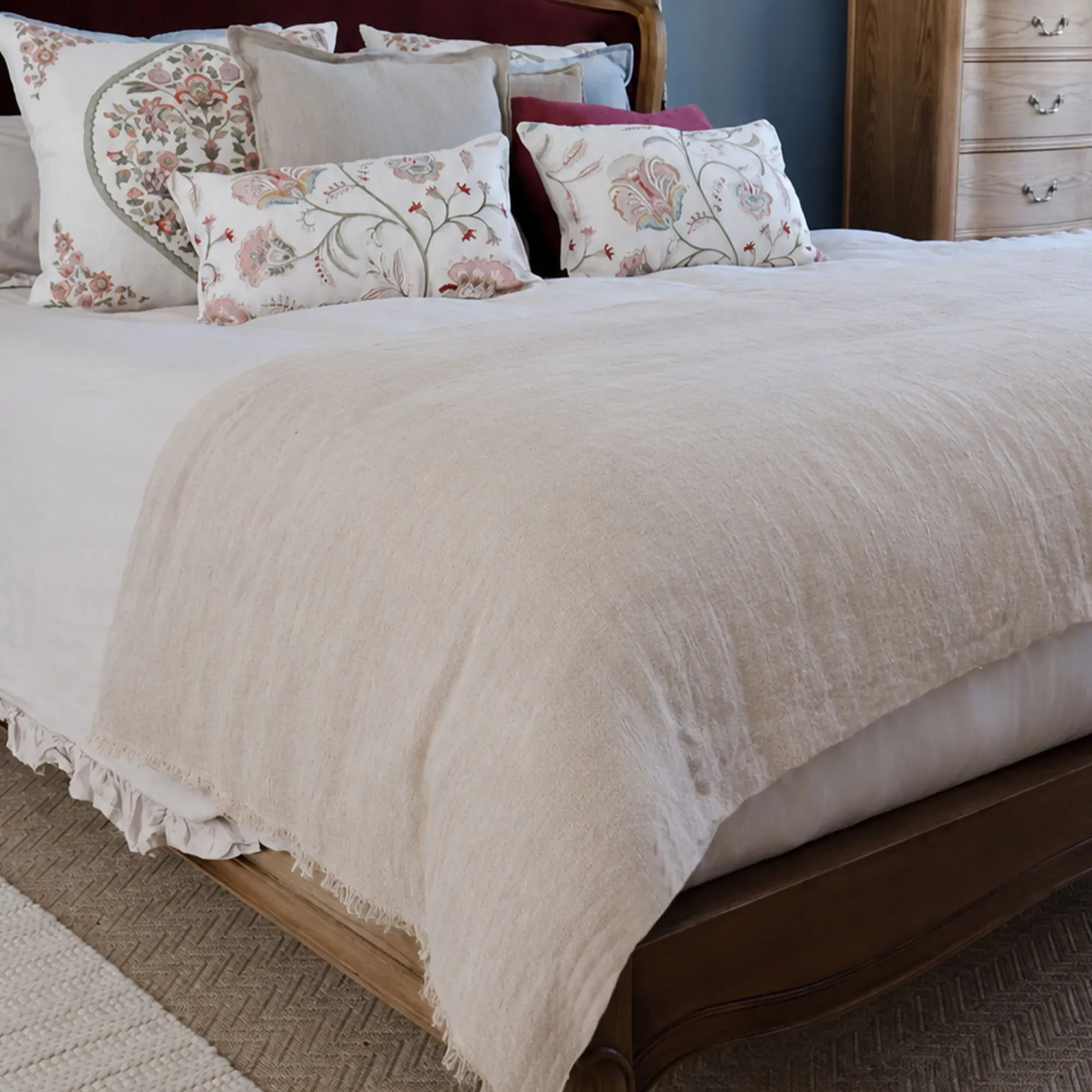 Mykonos Frayed Border Bed Runner - Beige, Cotton product