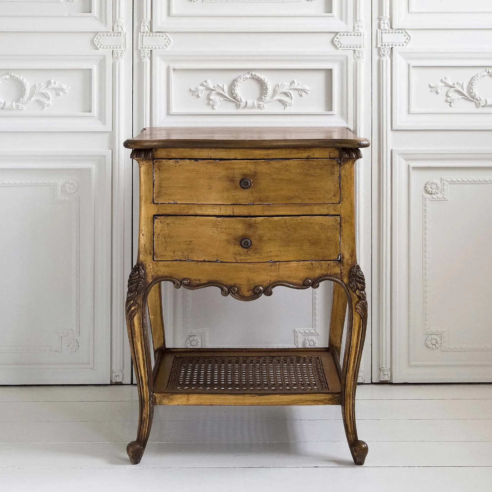Palais de Versailles Bedside Table - Gold, Mahogany by French Bedroom