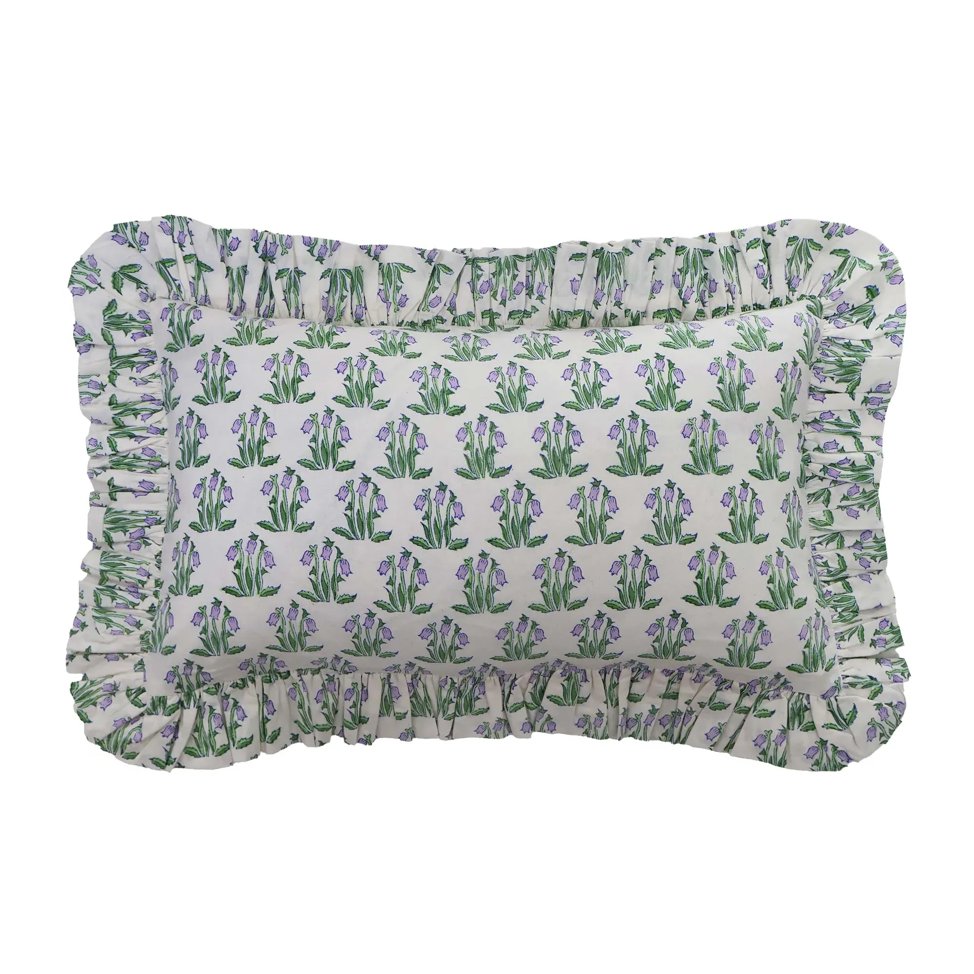 Ruffled Handblock Cushion - Cotton product
