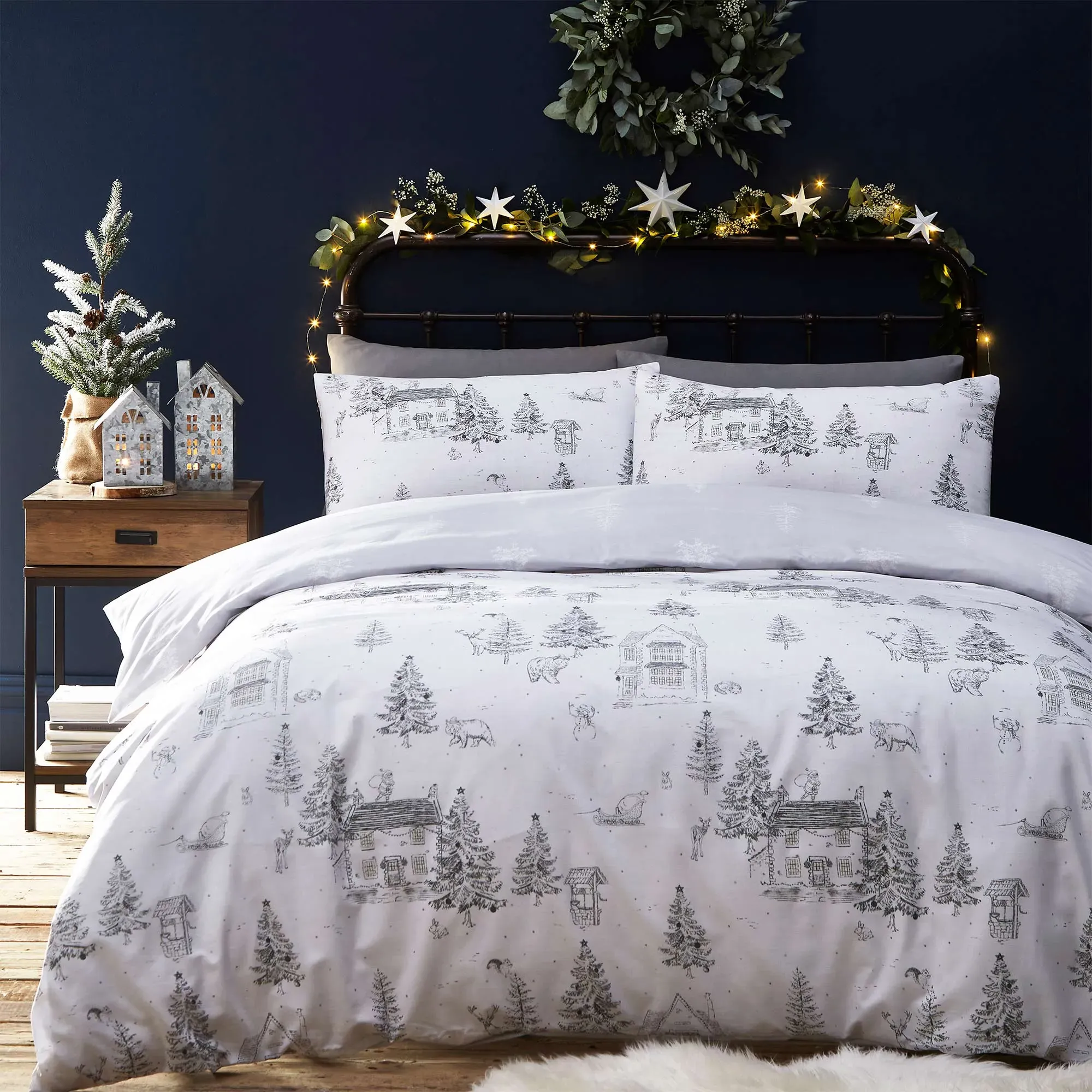 Silent Night Toile Single Bed Linen Set - Grey, Cotton Mix product