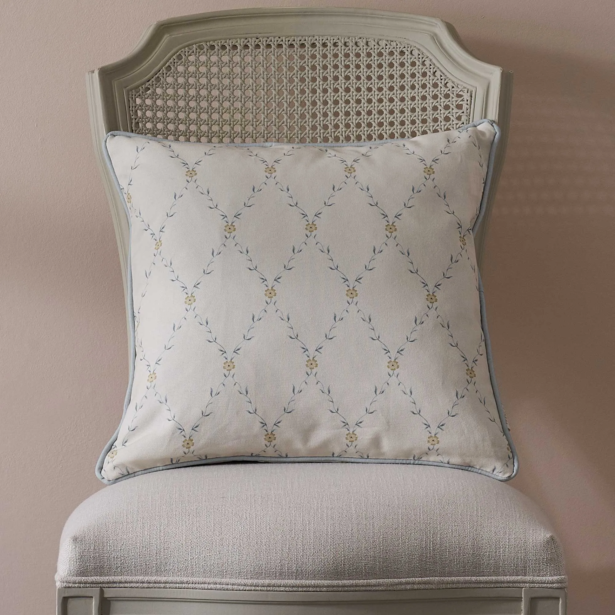 Summer Trellis Square Cushion - Ivory, Cotton product