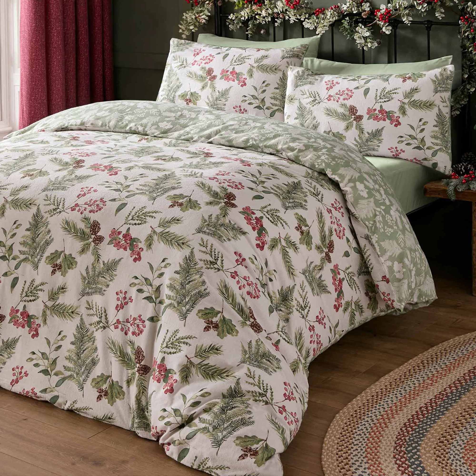 Tidings of Joy Double Bed Linen Set - Sage Green, Cotton product