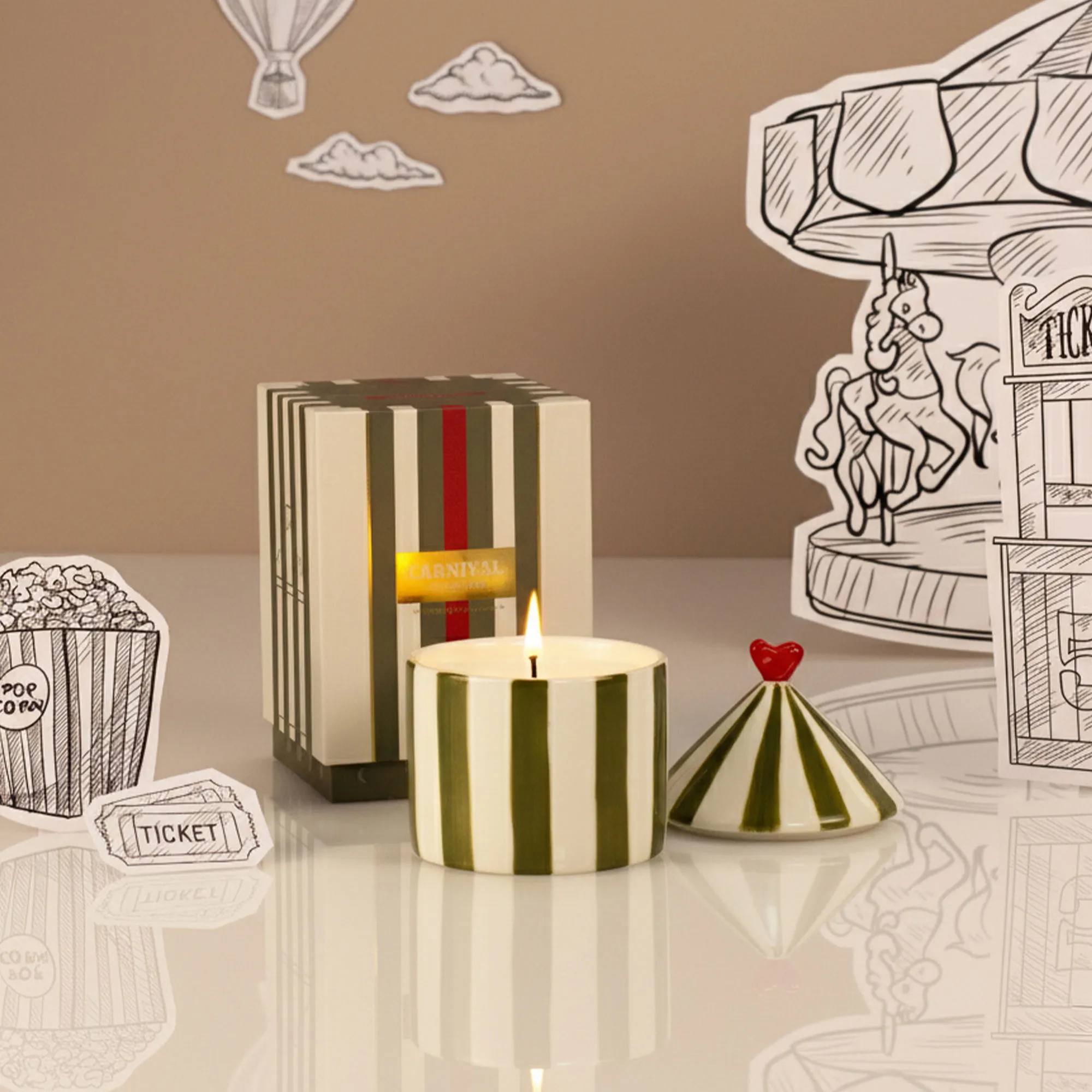 Tomato Leaf Striped Scented Candle - Ceramic product