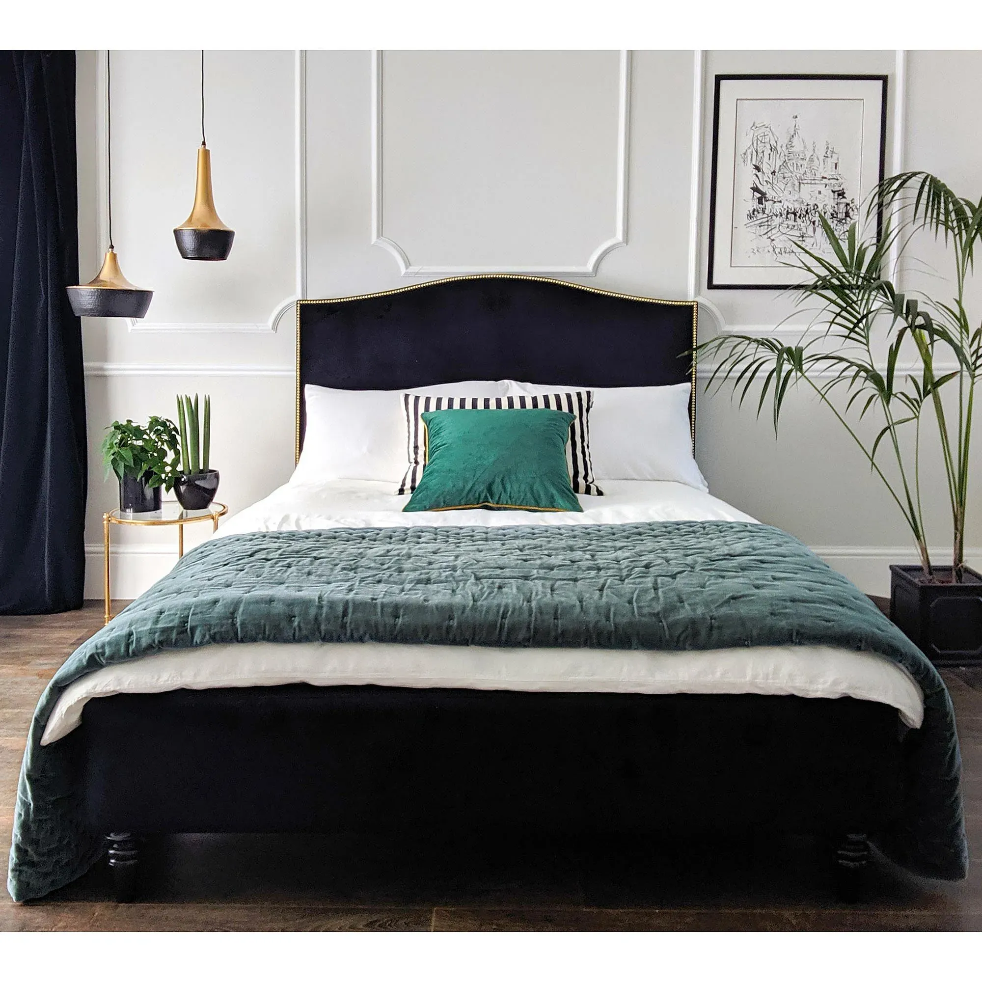 soho-black-velvet-upholstered-bed-double- image