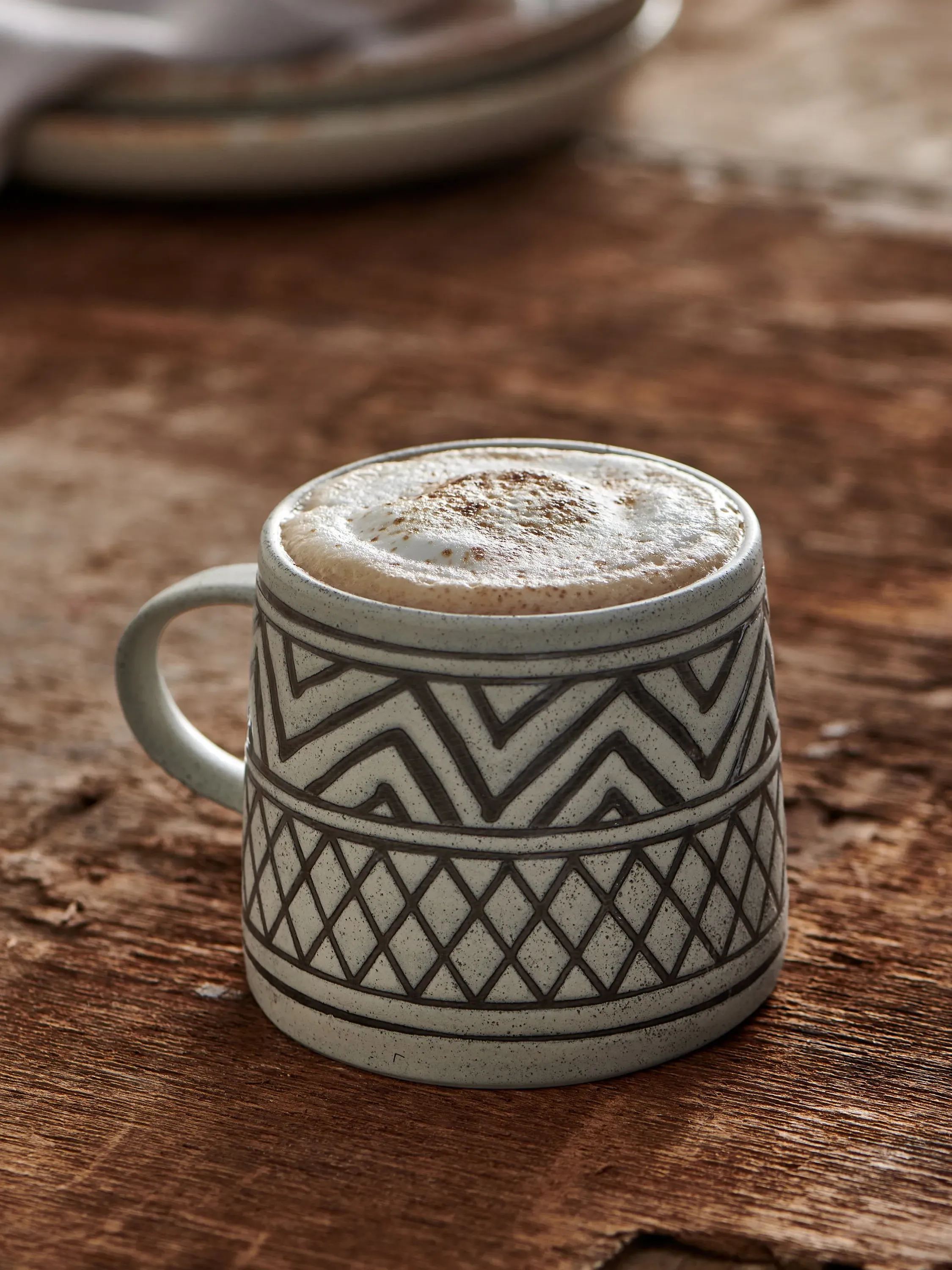 Aztec Pattern Mug - Cream, Stoneware image
