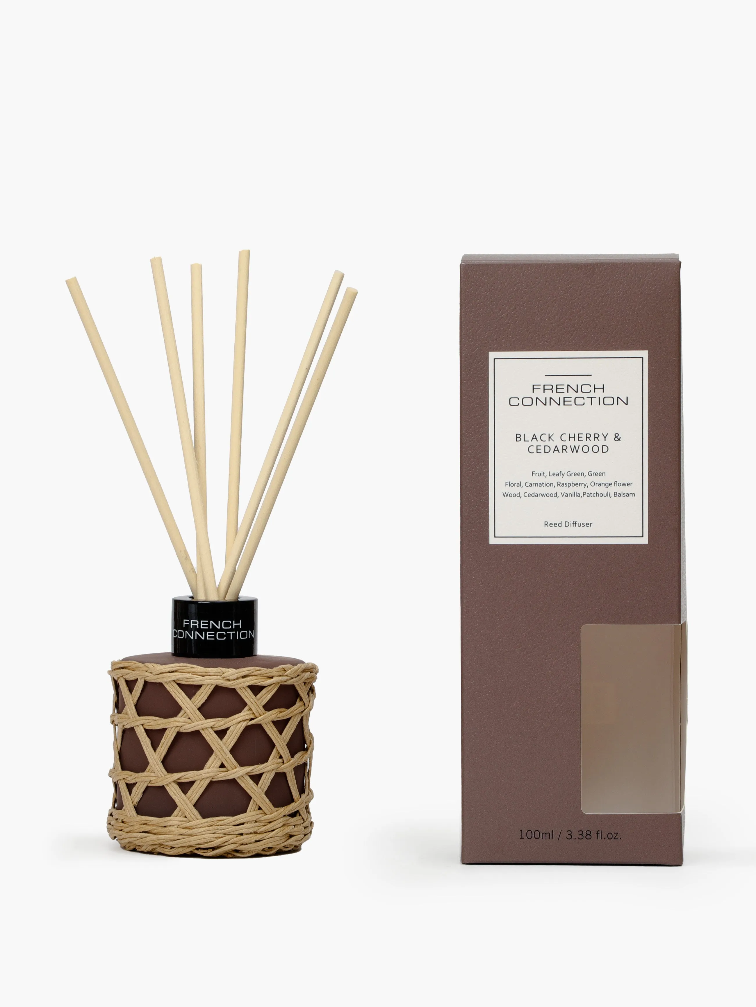 Black Cherry & Cedarwood Artisan Liquid Diffuser - White, Rattan product