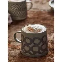 Circular Pattern Stoneware Mug - Green