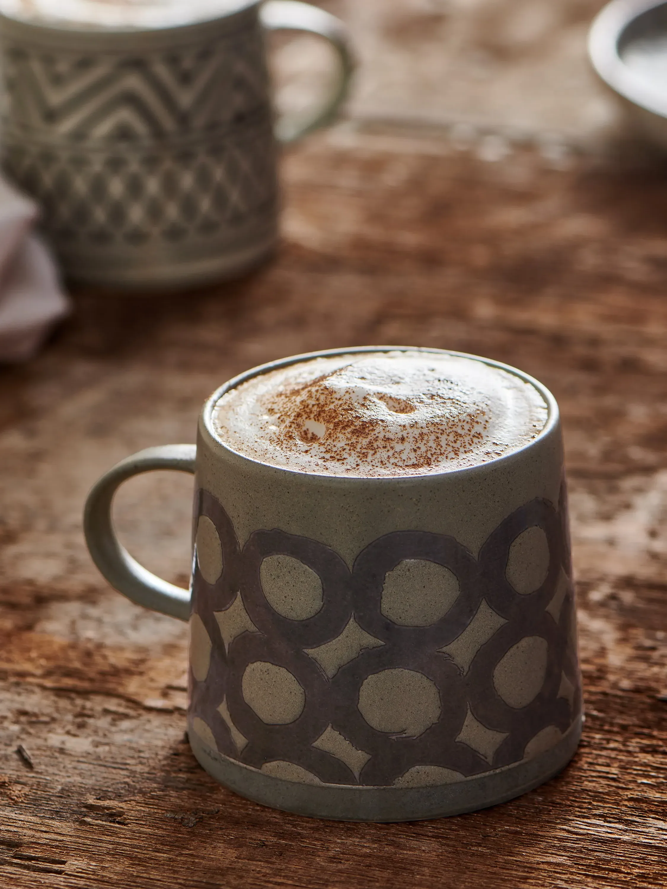 Circular Pattern Stoneware Mug - Green image