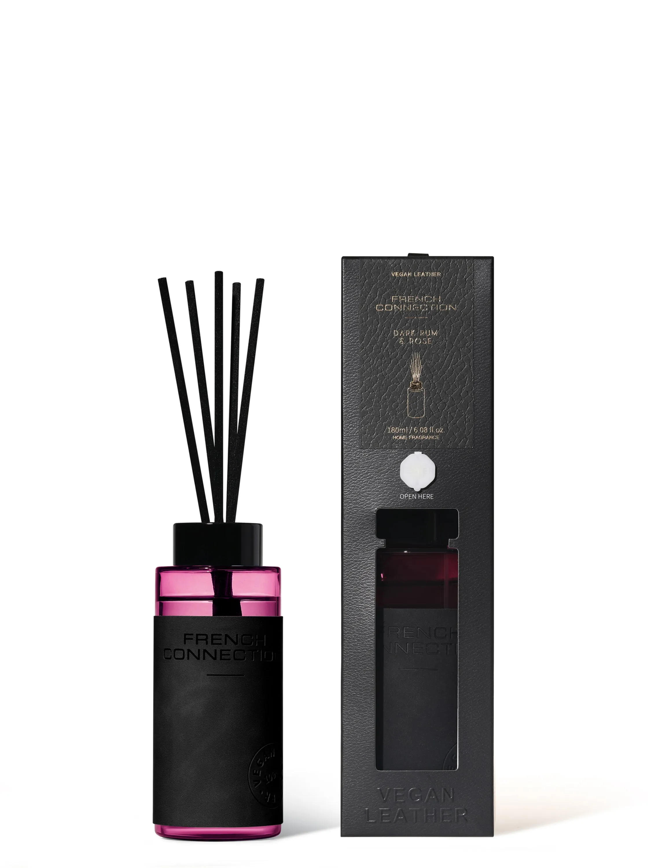 Dark Rum & Rose Liquid Diffuser with Reeds - Pink, Vegan Leather product