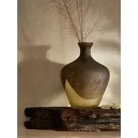 Dip Effect Glass Vase - Brown