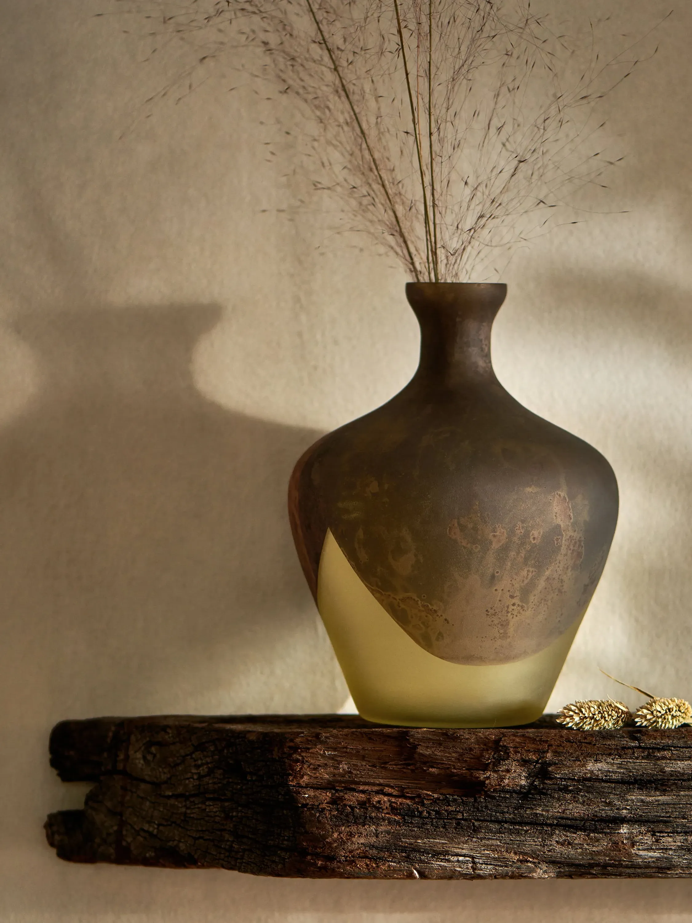 Dip Effect Glass Vase - Brown