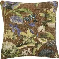 Flora Square Cushion - Green, Cotton