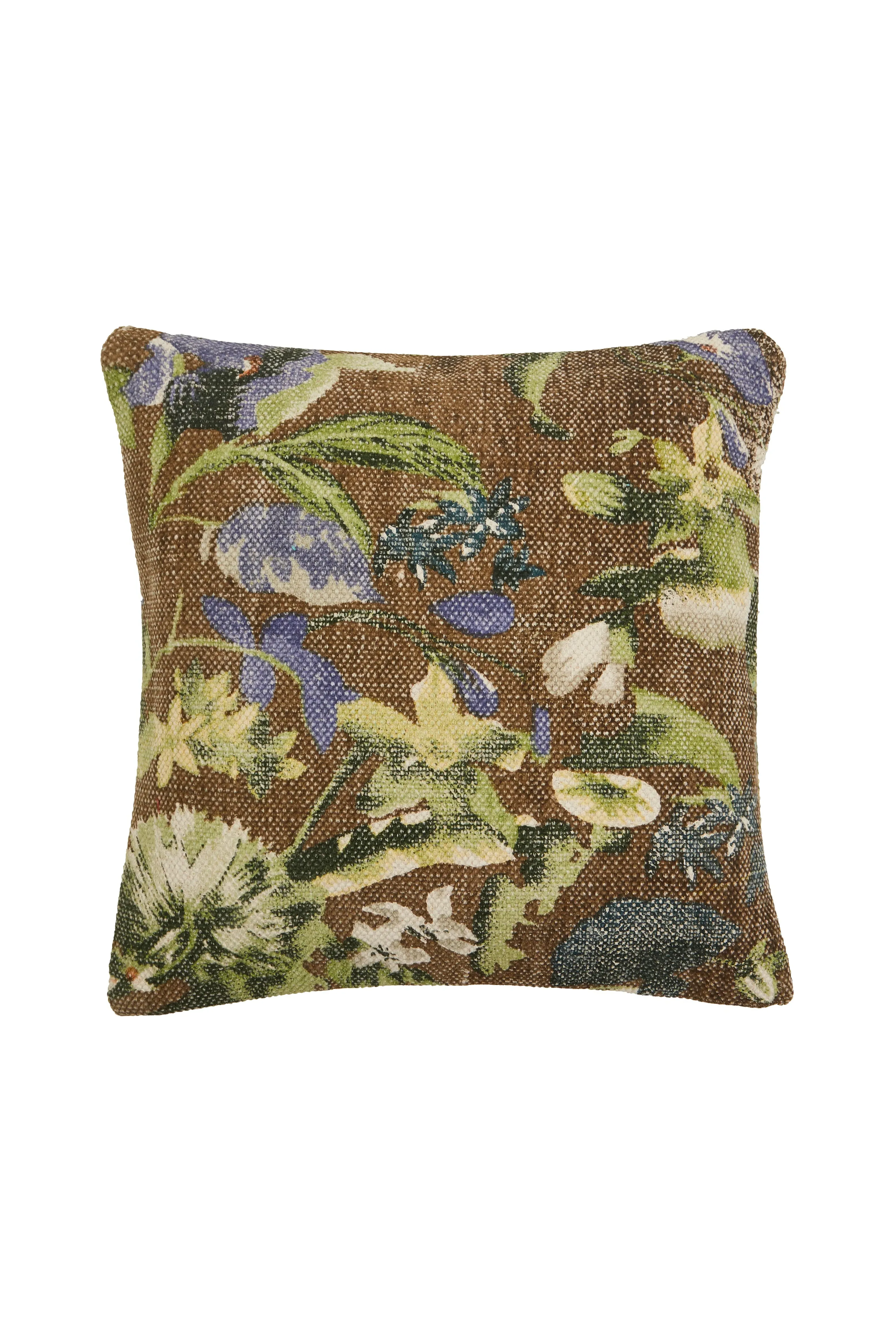 Flora Square Cushion - Green, Cotton image
