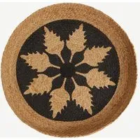 Flower Blue Round Wall Basket - Blue, Natural