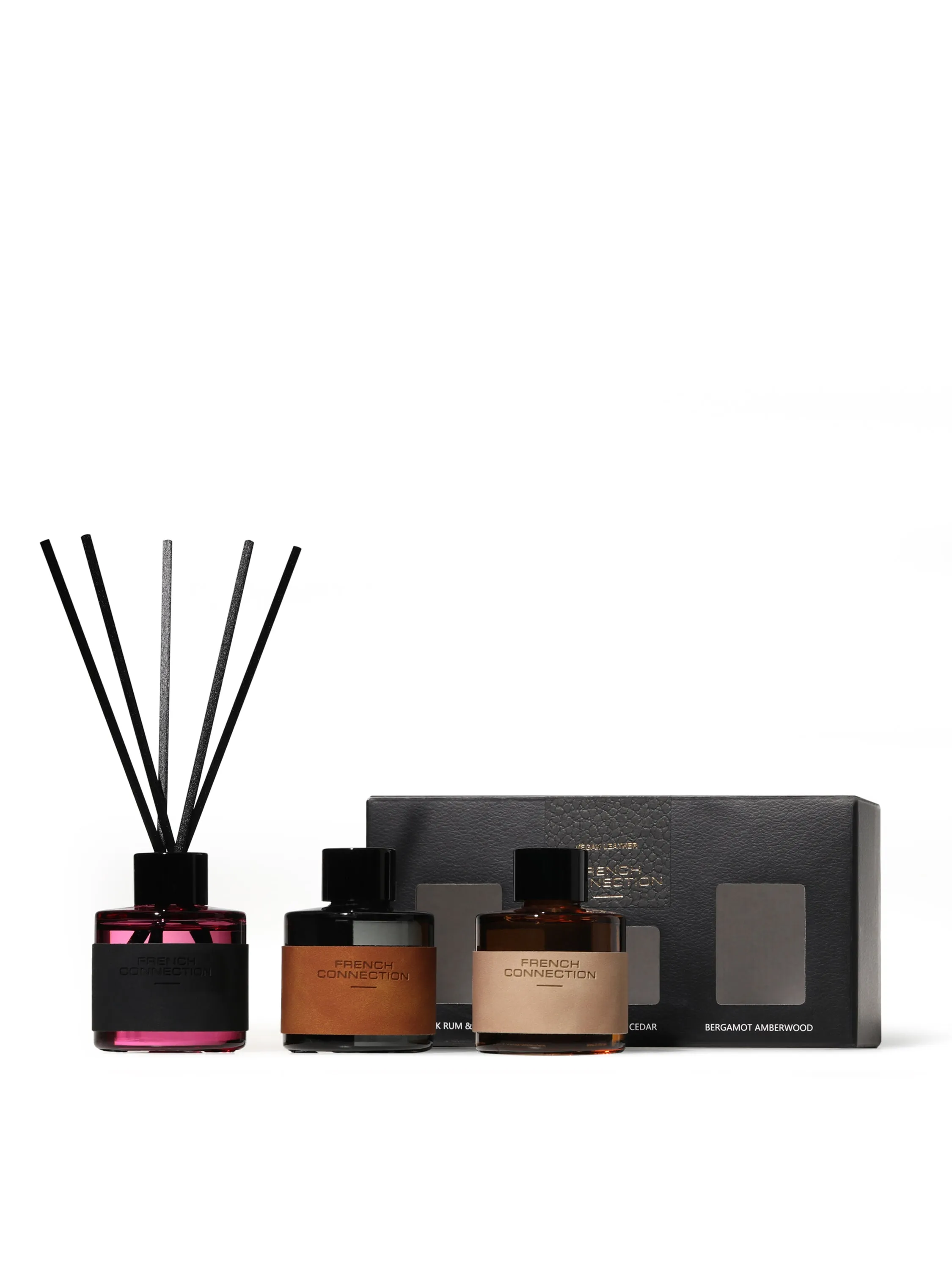 French Connection Vegan Leather Diffuser Set of 3 - Black product