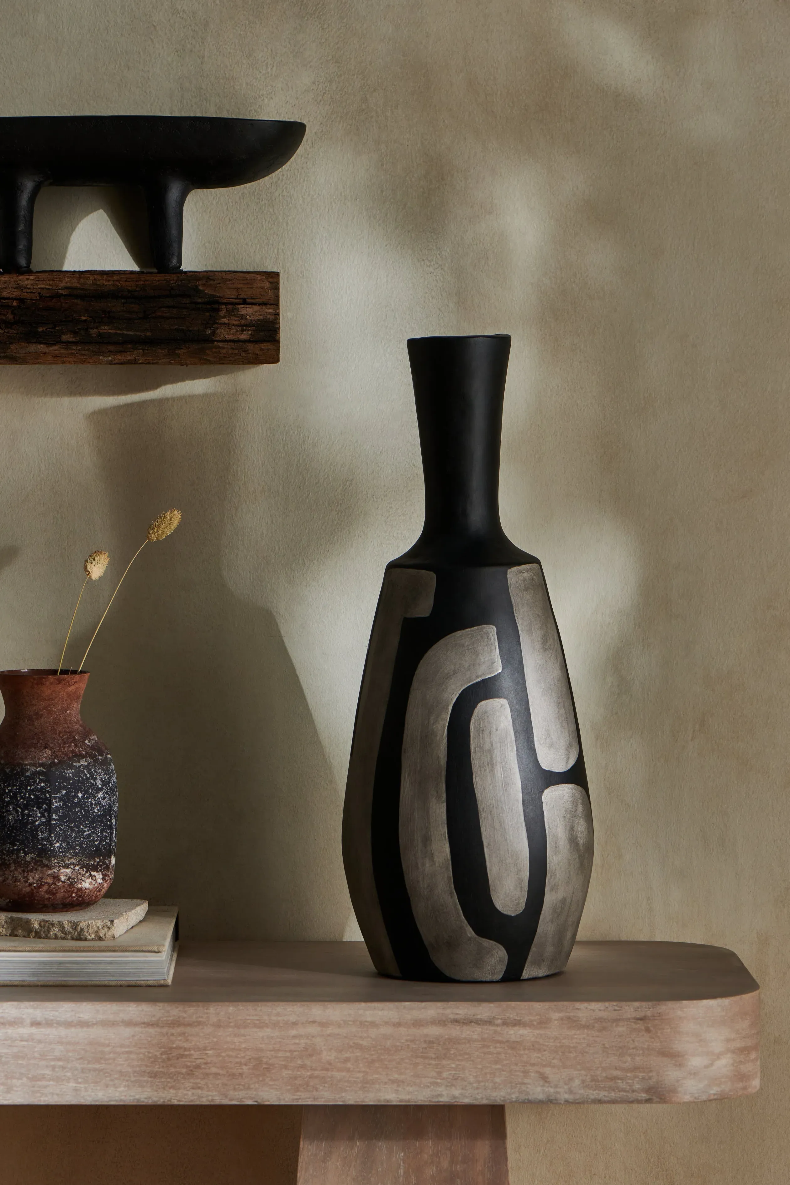 Hand Painted Papier Mache Vase - Black image