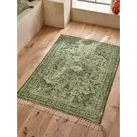 Kabir Large Flatweave Rug - Green, Cotton