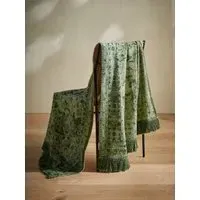 Kabir Printed Throw with Tassels - Green, Cotton