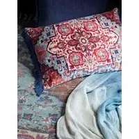 Katrina Rectangular Cushion with Fringe - Red