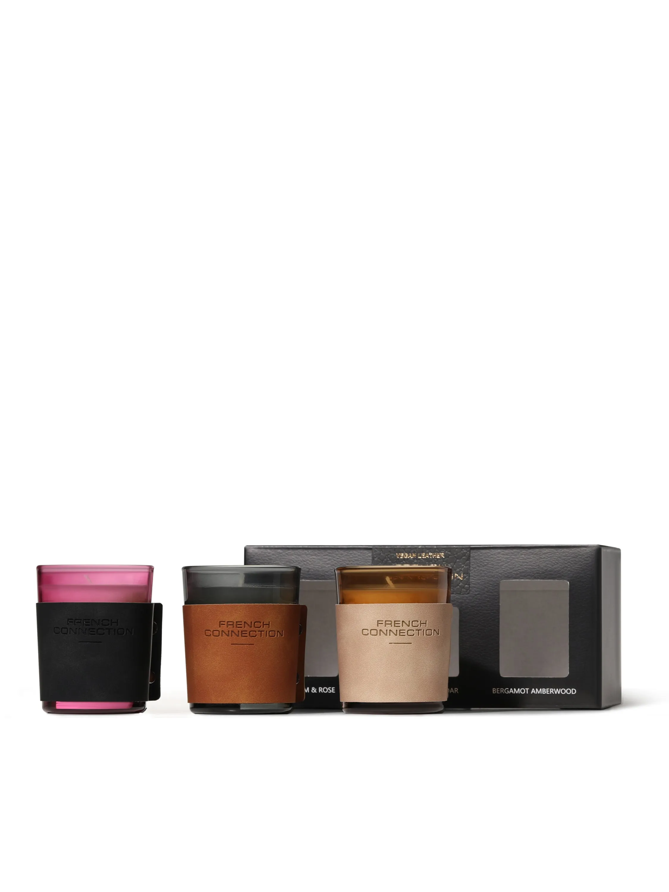 Leather Range Round Candle Set - Black, Vegan Leather product