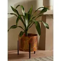 Medium Round Stand Planter - Copper, Metal