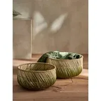 Ombre Rattan Storage Baskets Set of 2 - White, Green