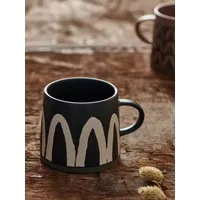 Paint Brushstroke Pattern Stoneware Mug - Black
