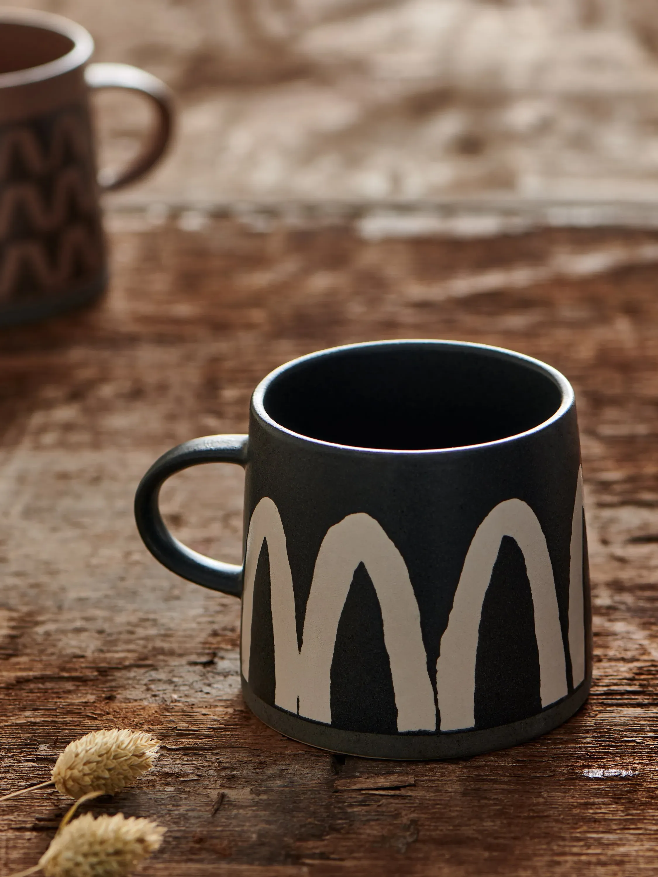 Paint Brushstroke Pattern Stoneware Mug - Black
