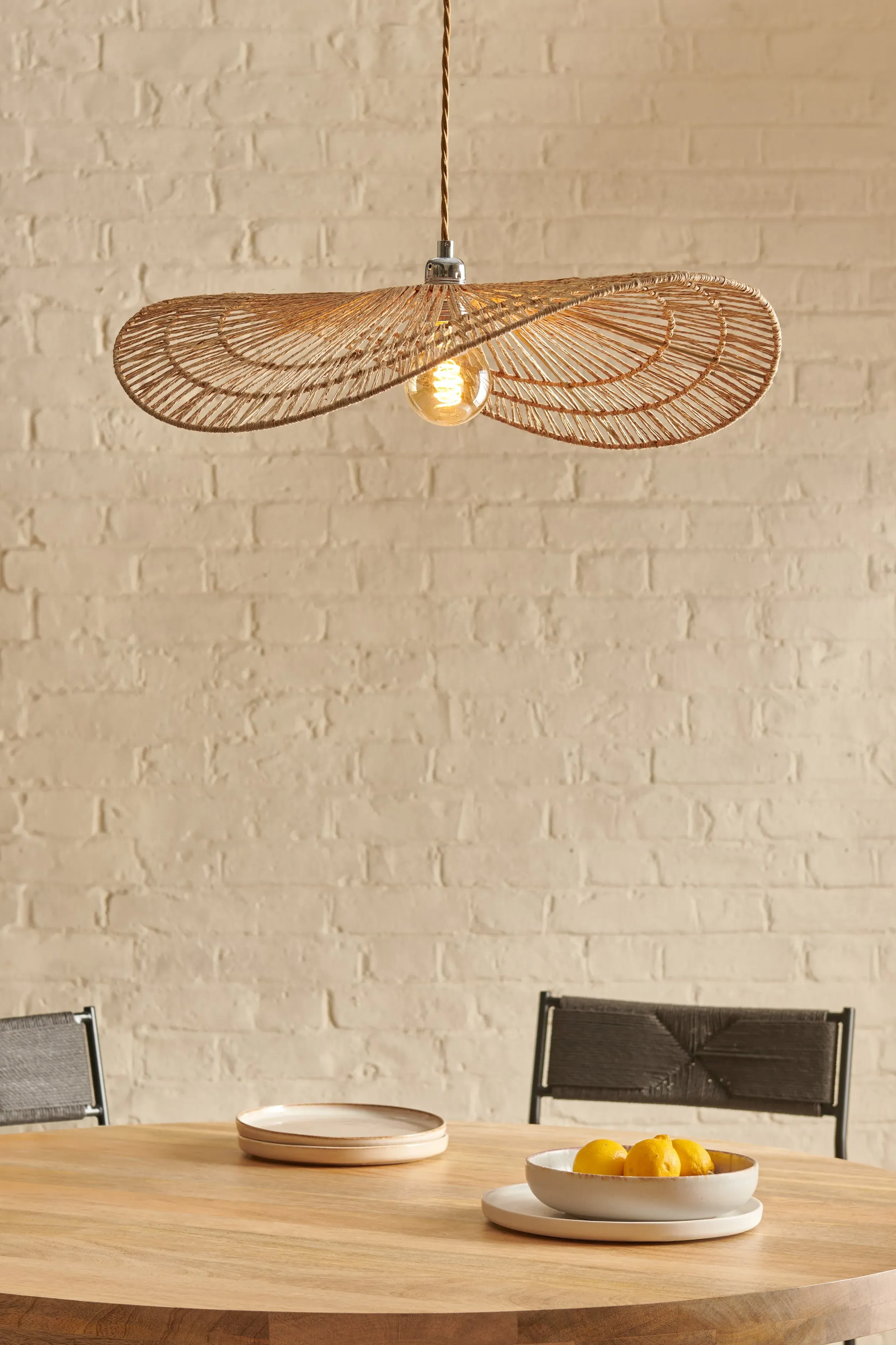 Panjab Round Ceiling Light - Brown, Jute image