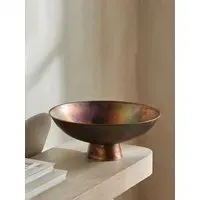 Patina Round Fruit Bowl with Pedestal - Brown, Copper