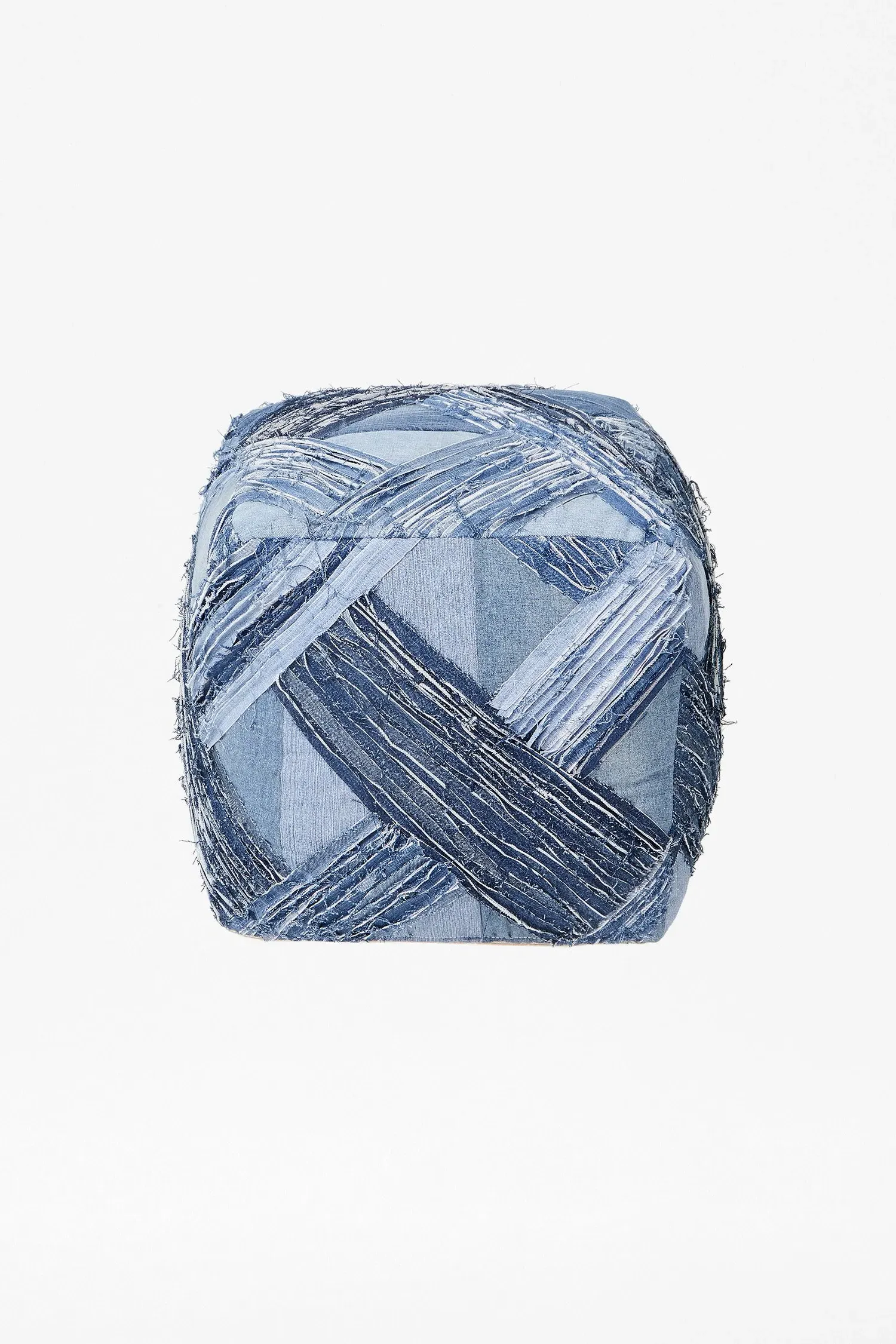 Recycled Denim Pouffe - Blue image