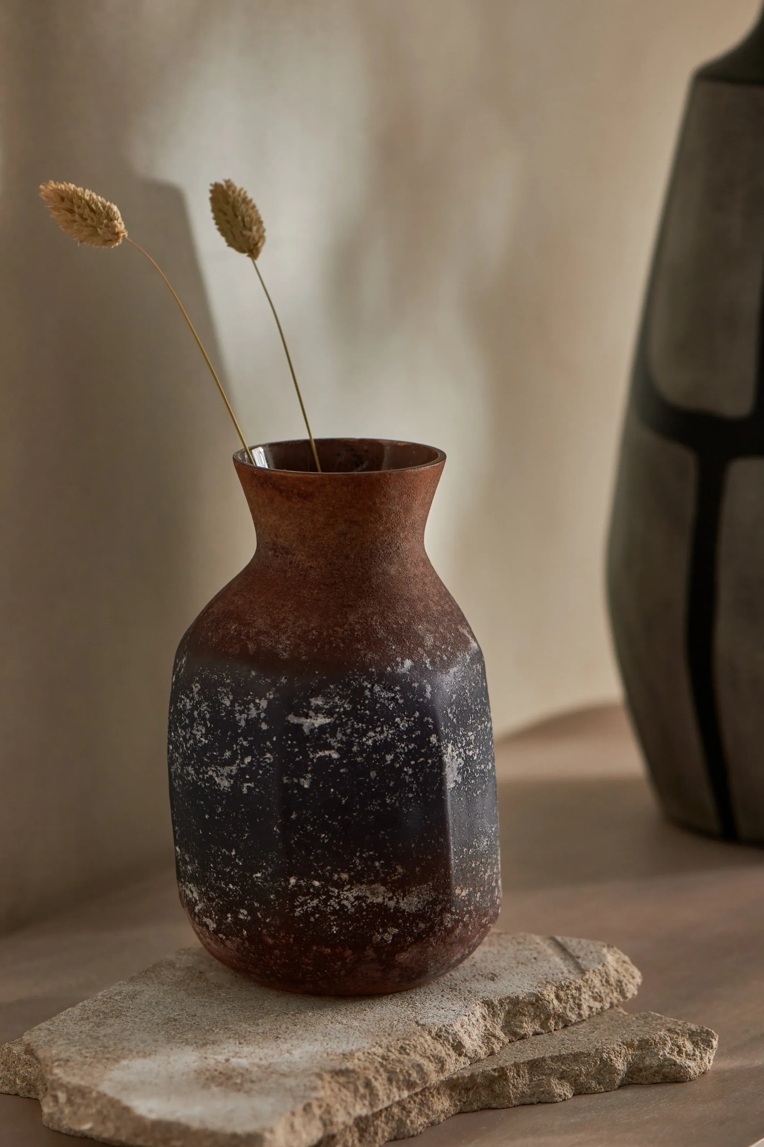 Rust Effect Glass Vase - Brown image